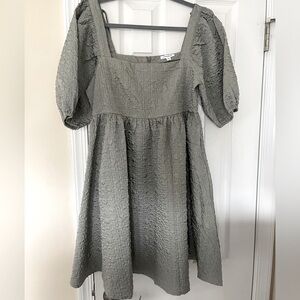 Sage green puff sleeve dress